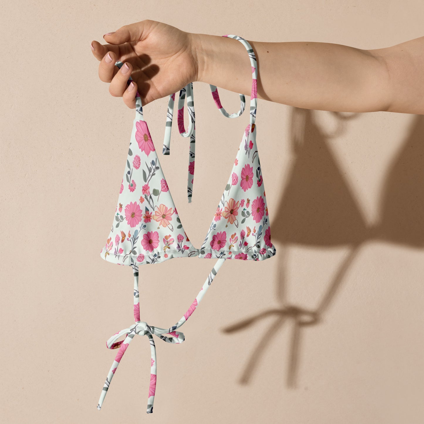 All-over print recycled string bikini top