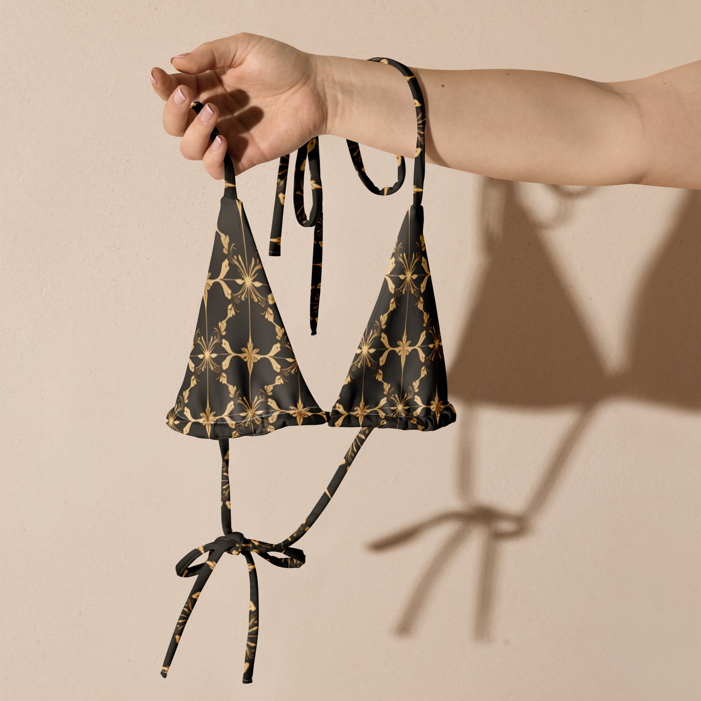 All-over print recycled string bikini top