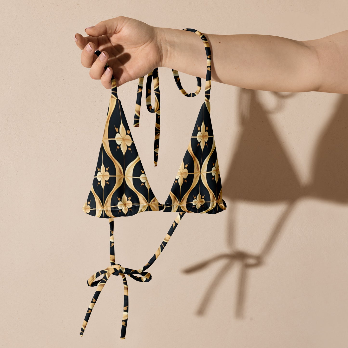 All-over print recycled string bikini top