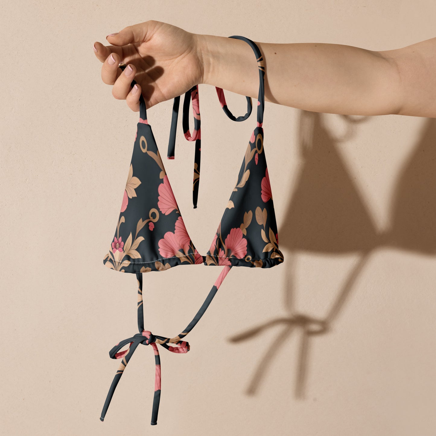 All-over print recycled string bikini top