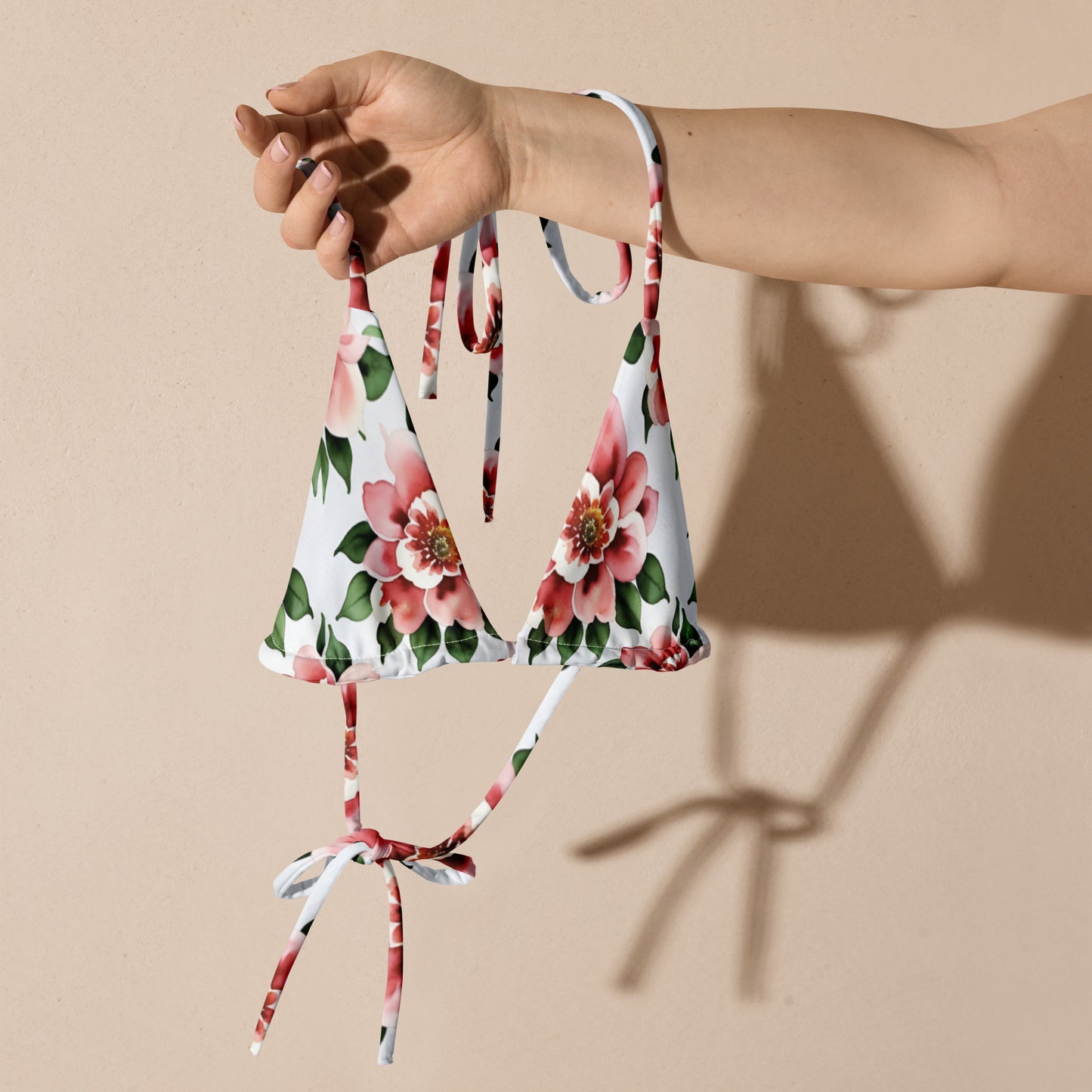 All-over print recycled string bikini top