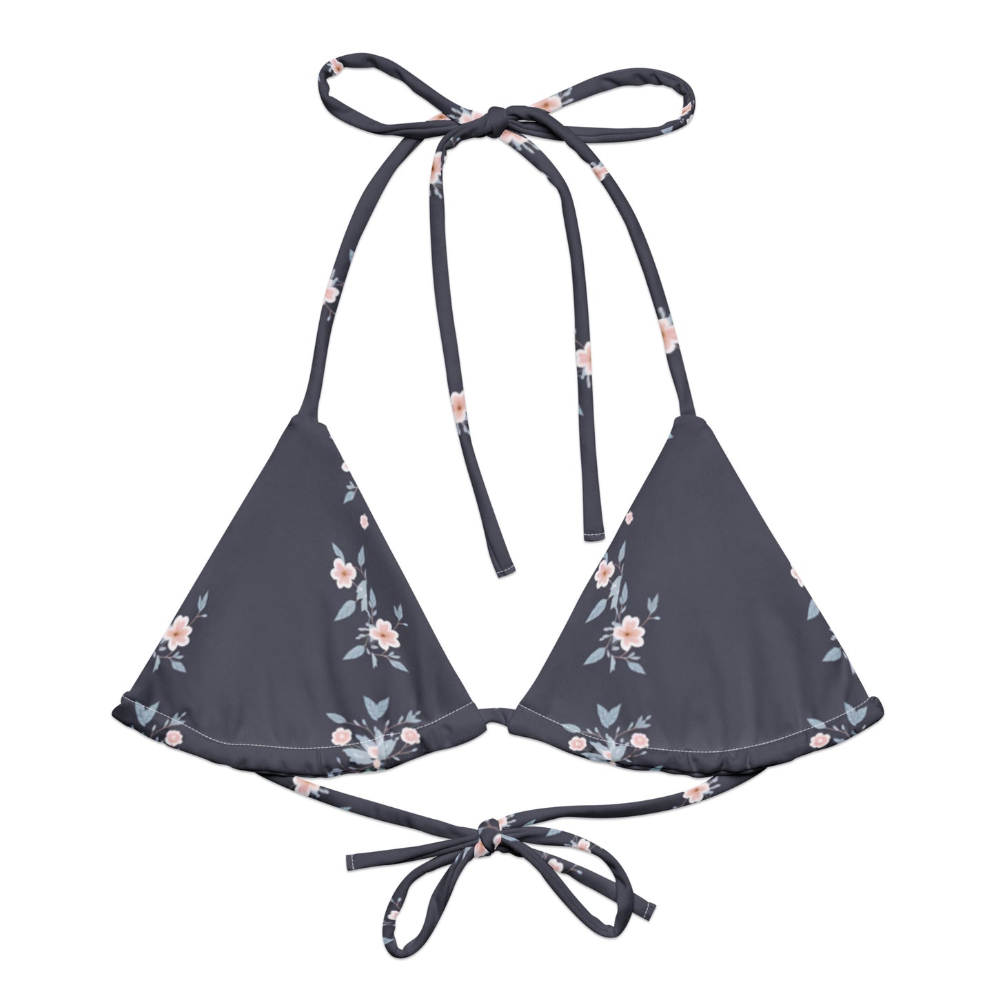 All-over print recycled string bikini top