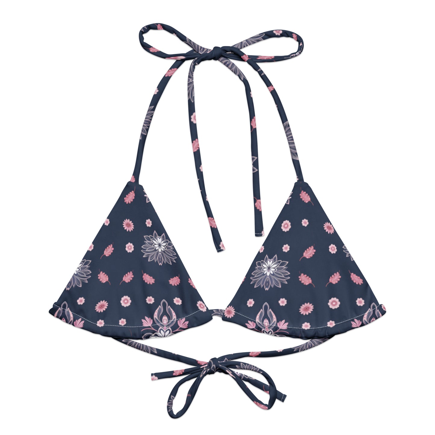 All-over print recycled string bikini top