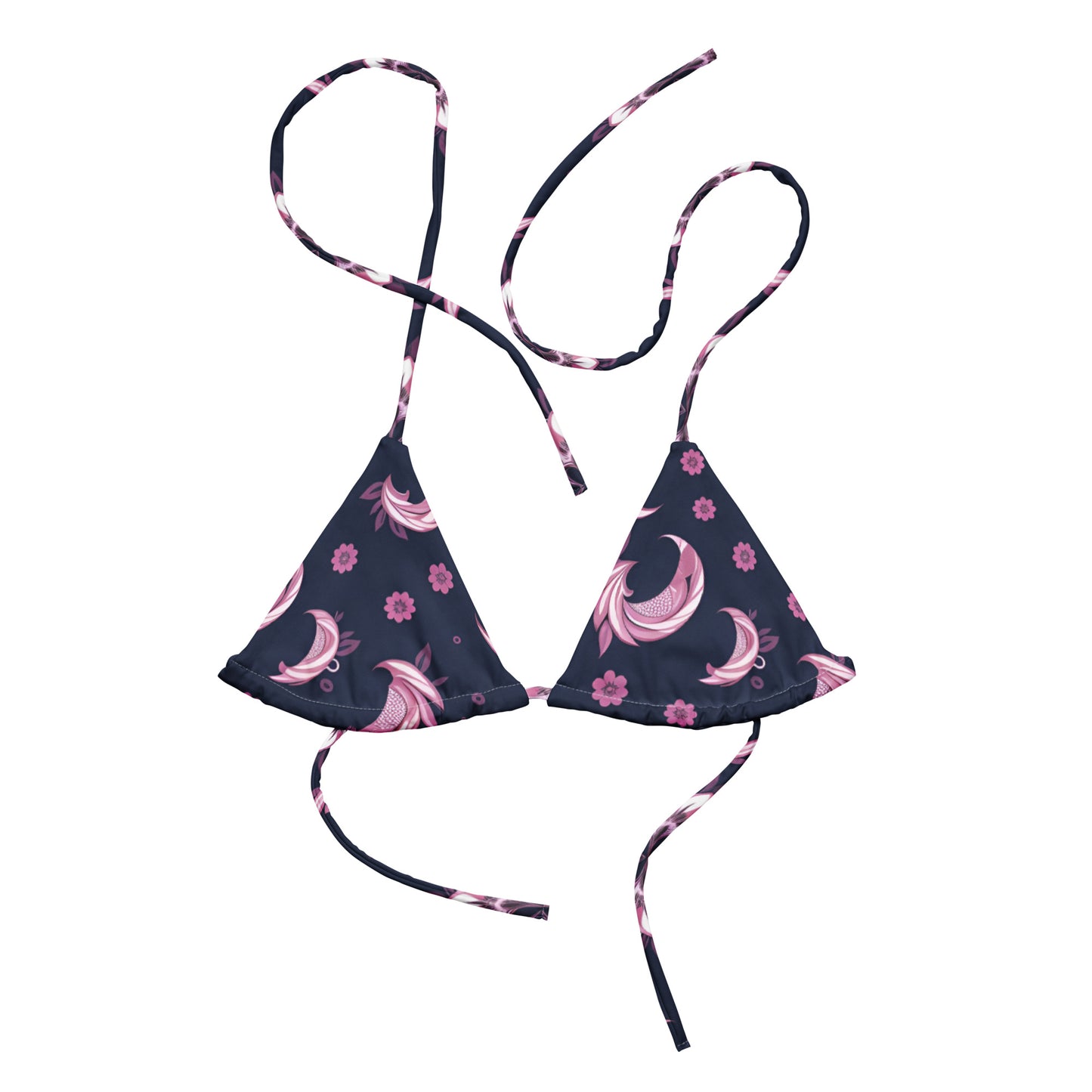 All-over print recycled string bikini top