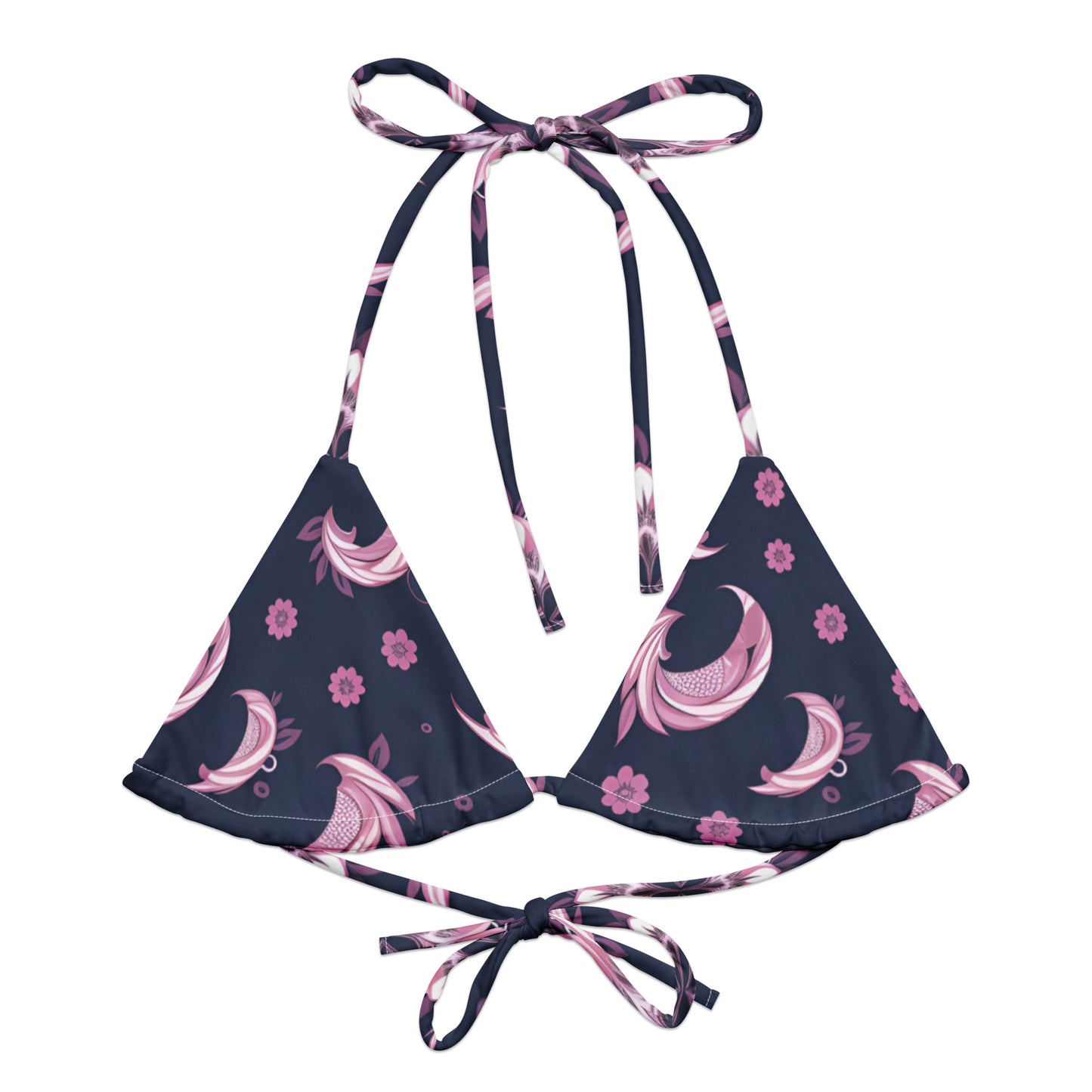 All-over print recycled string bikini top