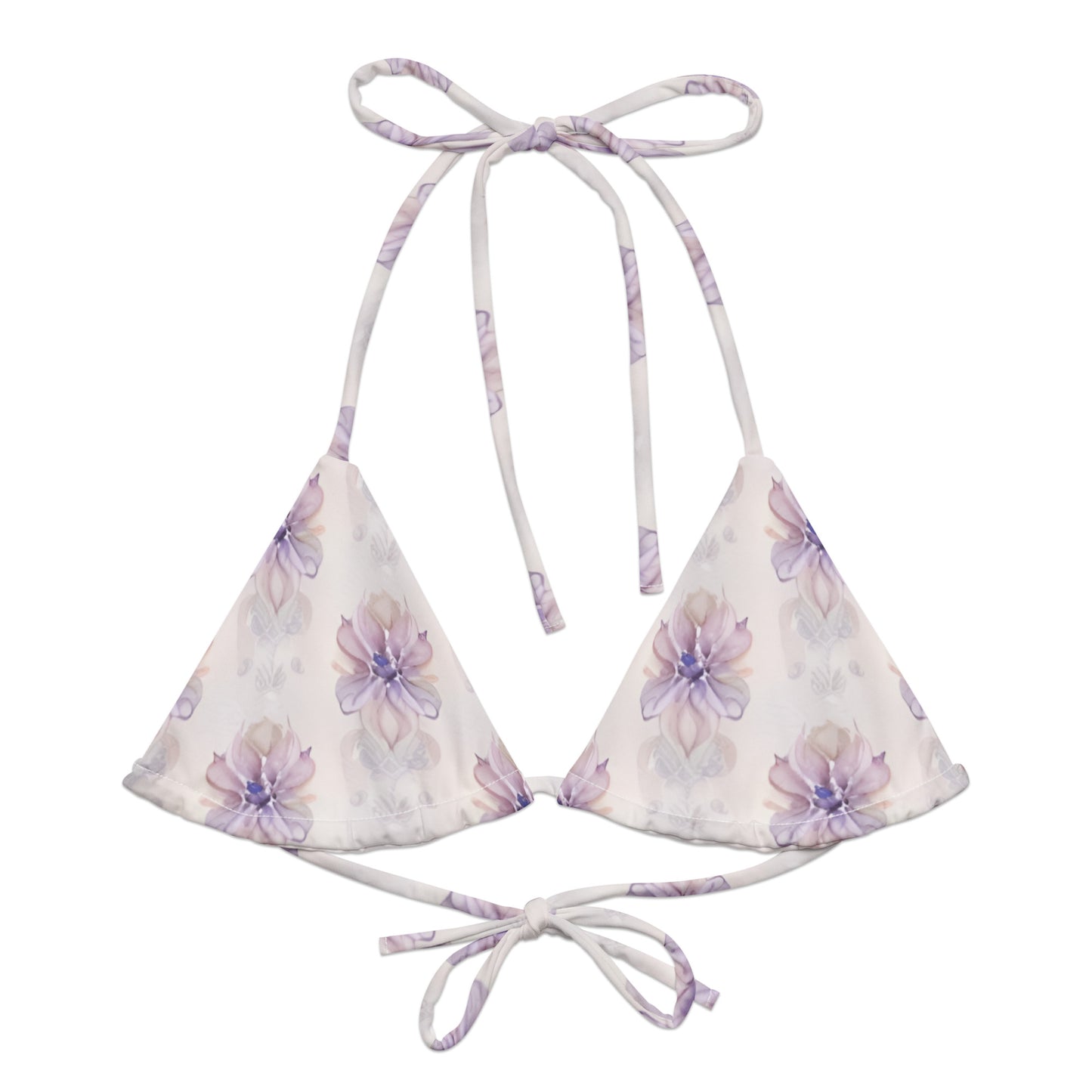 All-over print recycled string bikini top