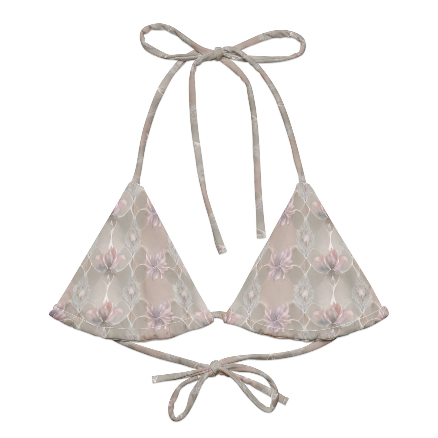 All-over print recycled string bikini top