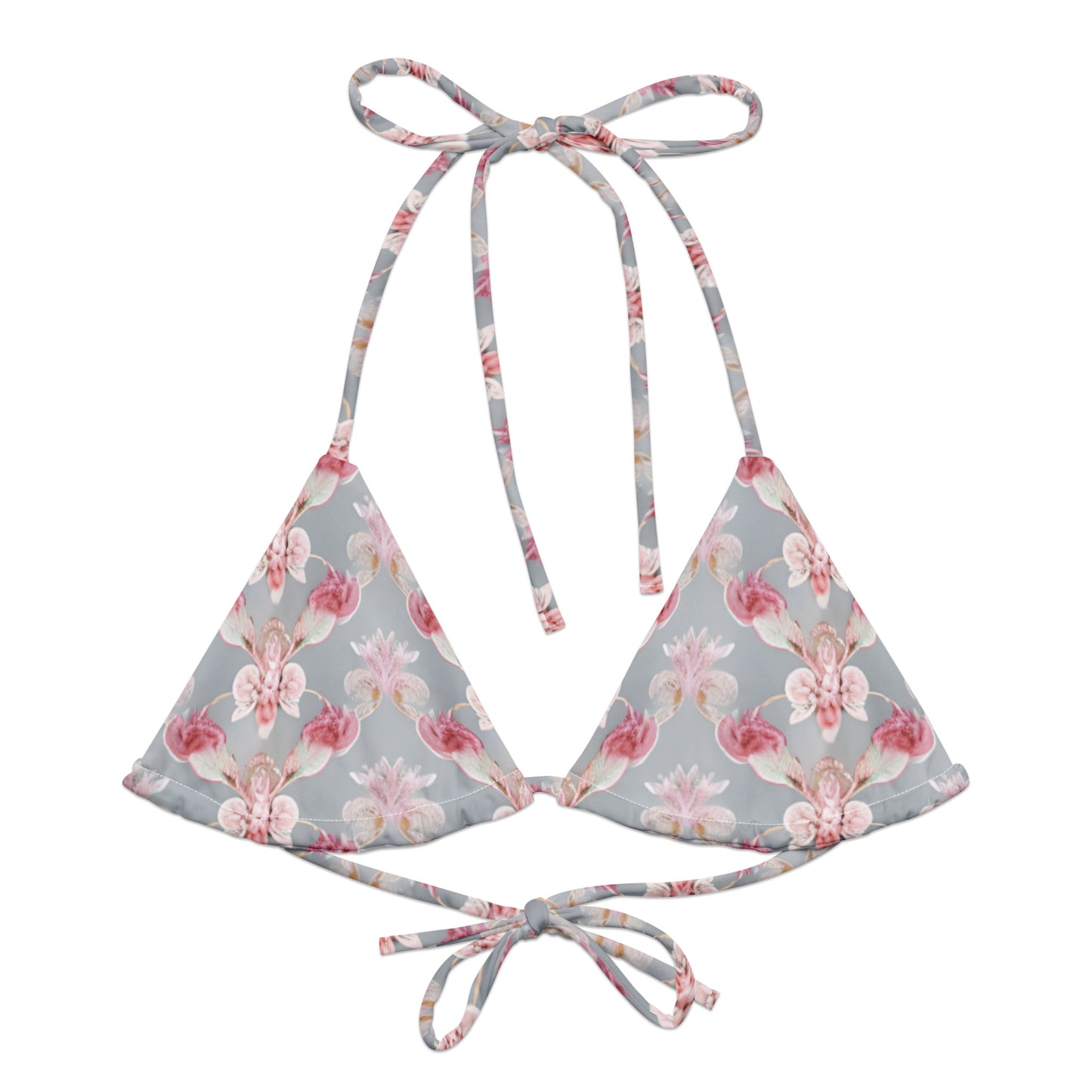 All-over print recycled string bikini top