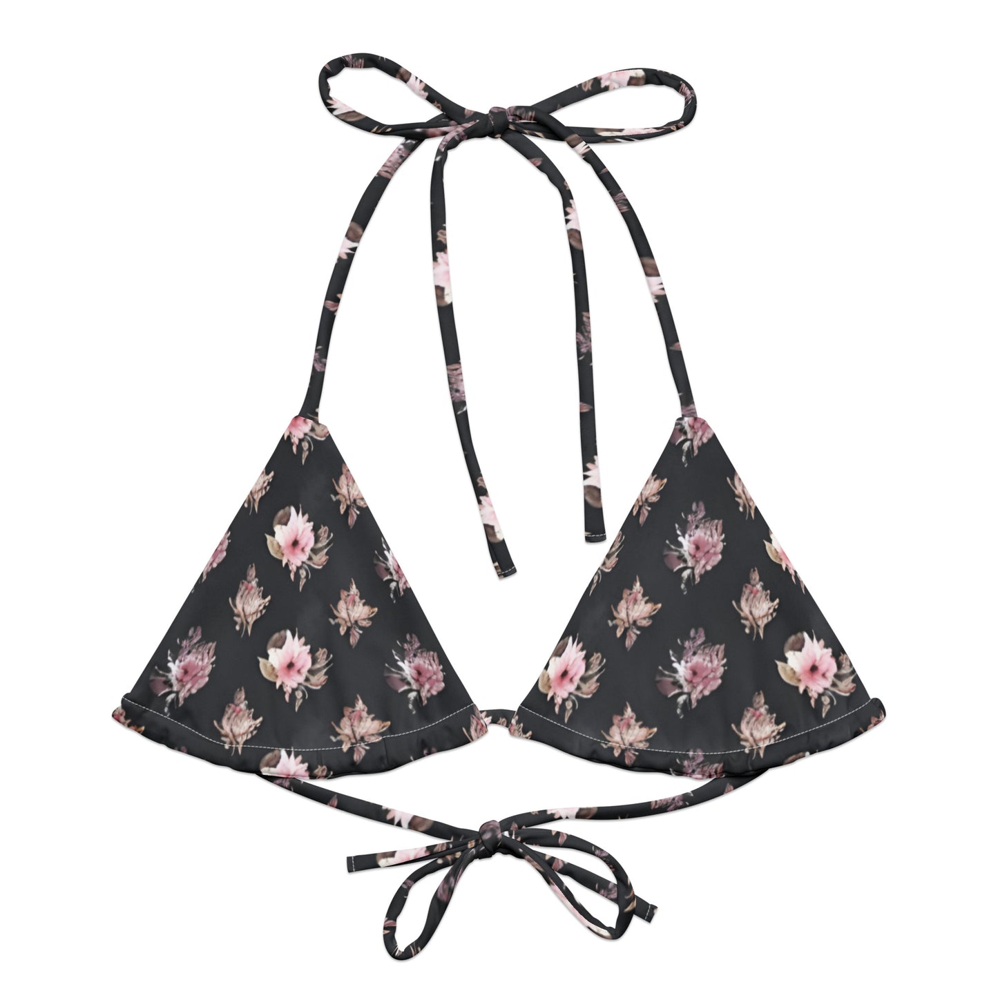 All-over print recycled string bikini top