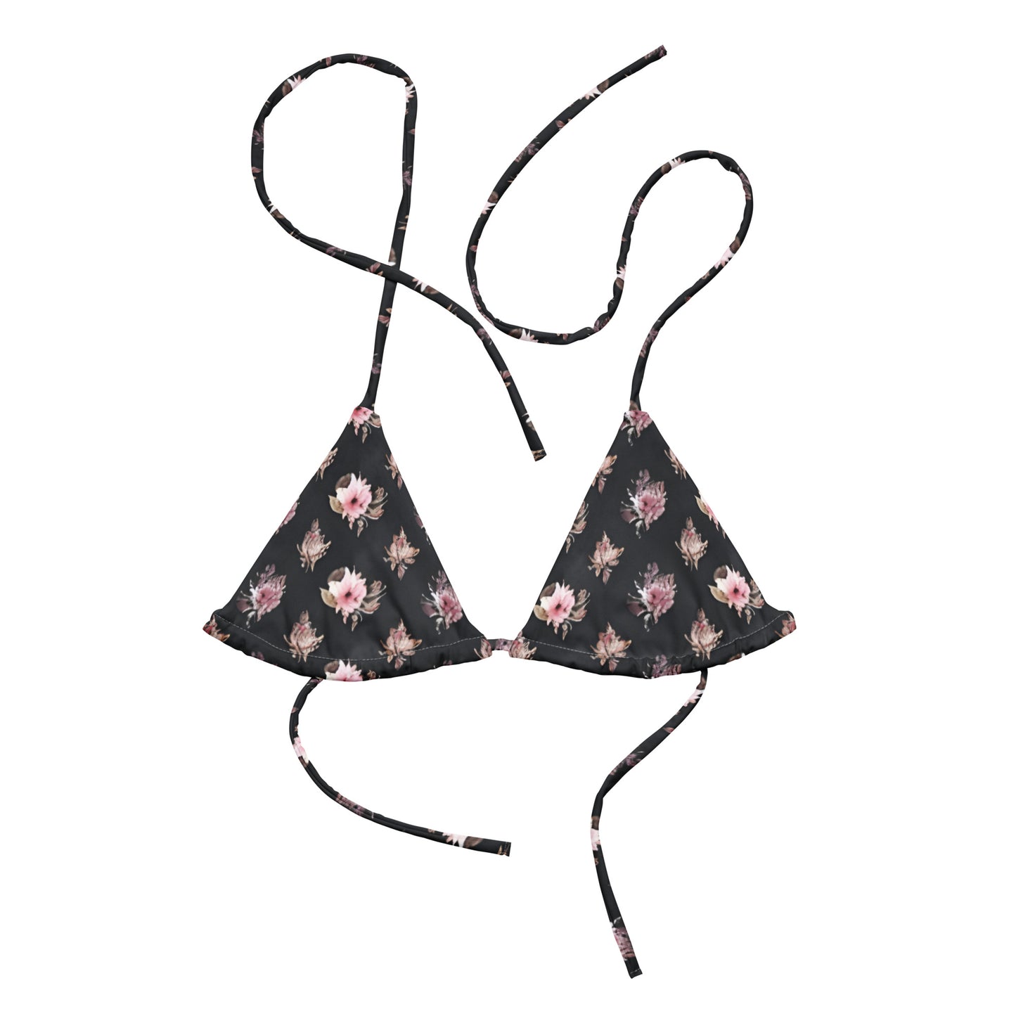 All-over print recycled string bikini top