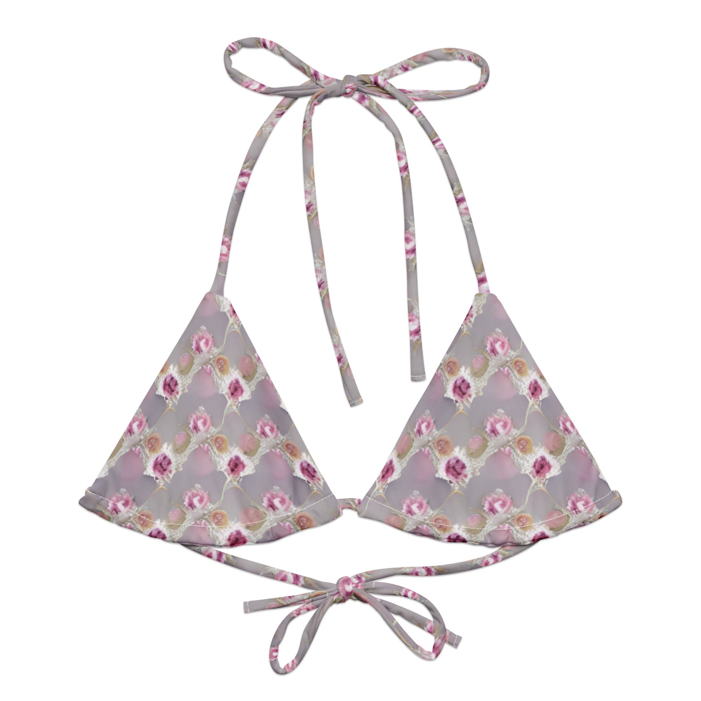 All-over print recycled string bikini top