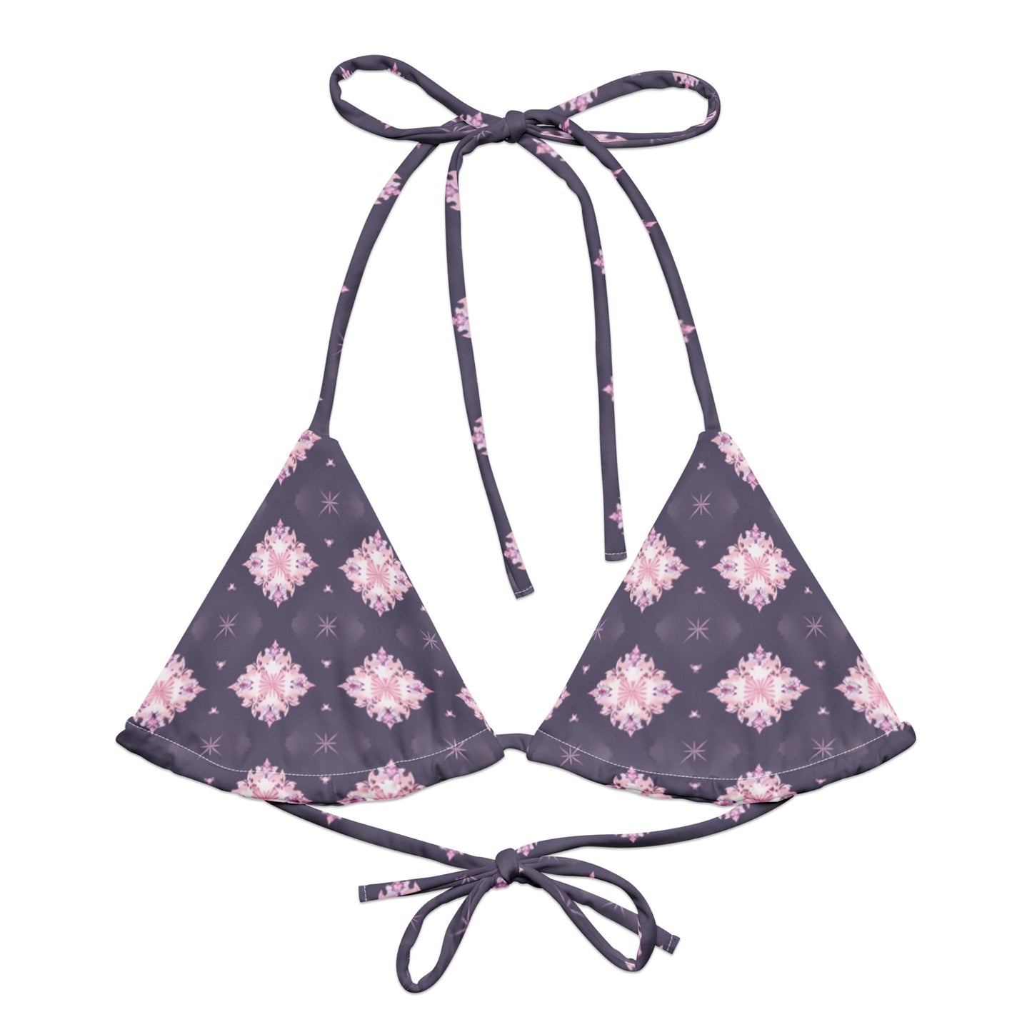 All-over print recycled string bikini top