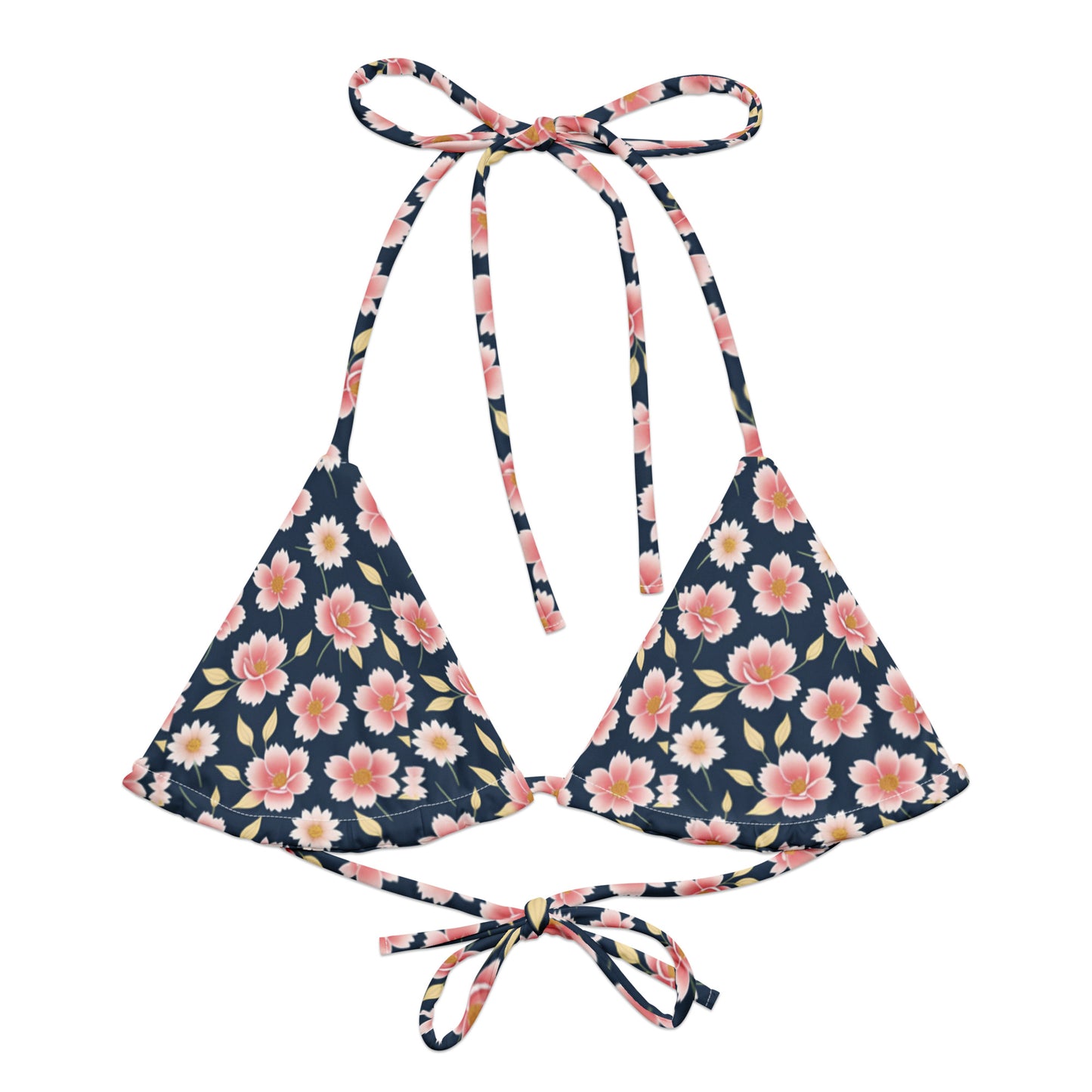 All-over print recycled string bikini top