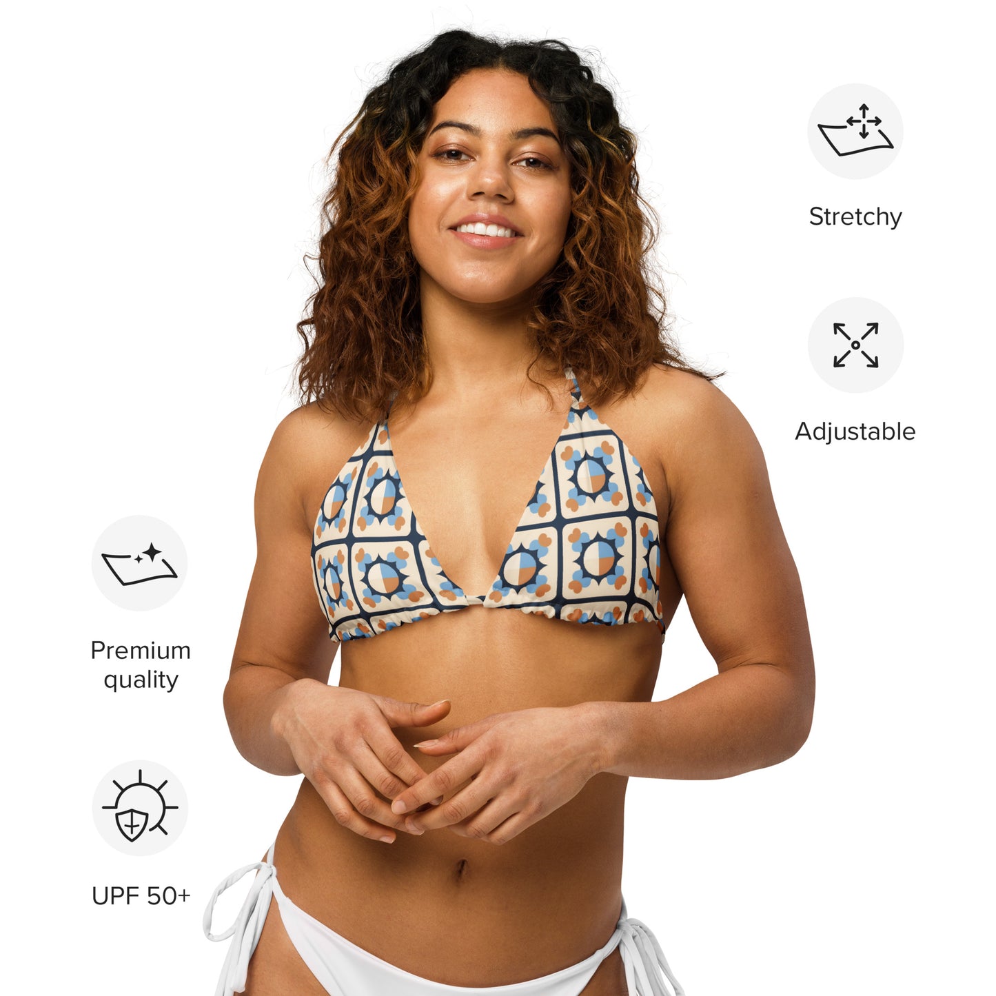 All-over print recycled string bikini top