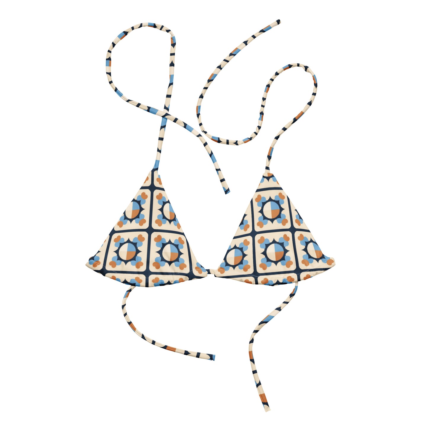 All-over print recycled string bikini top