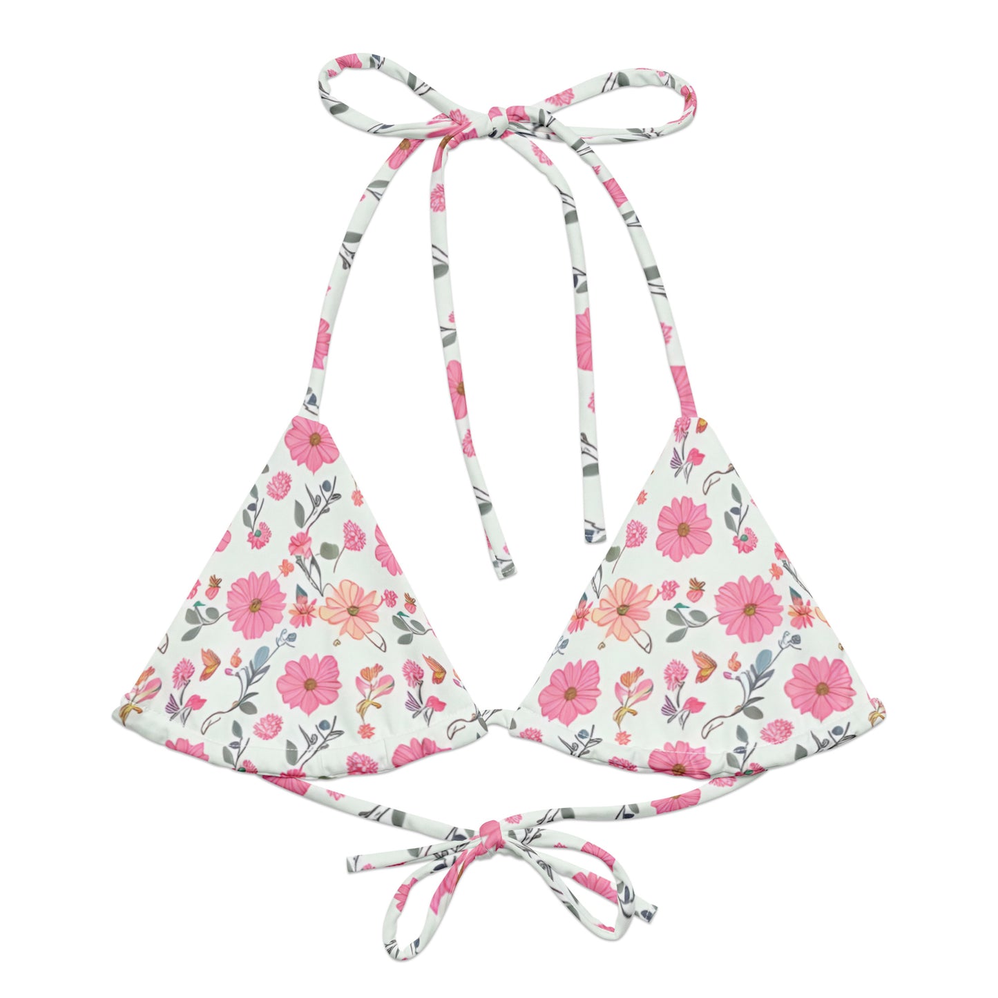 All-over print recycled string bikini top