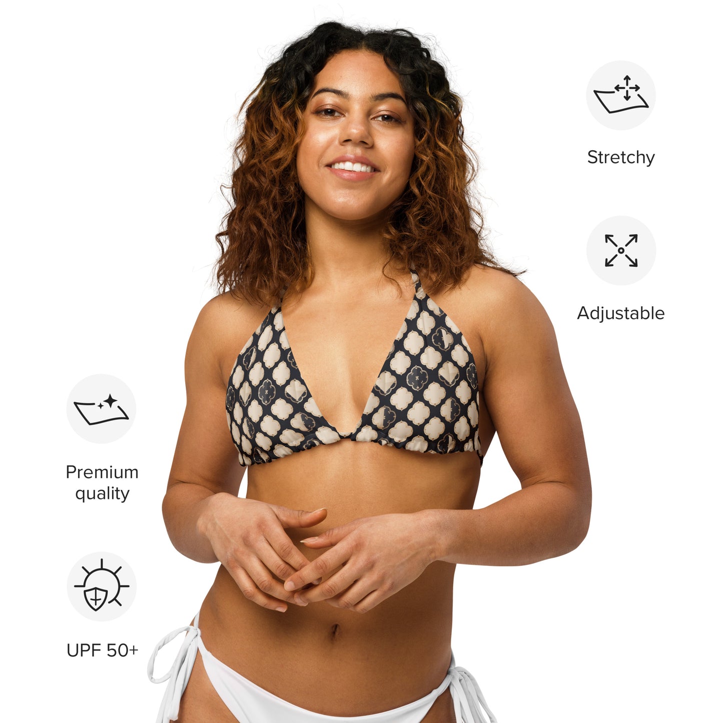 All-over print recycled string bikini top