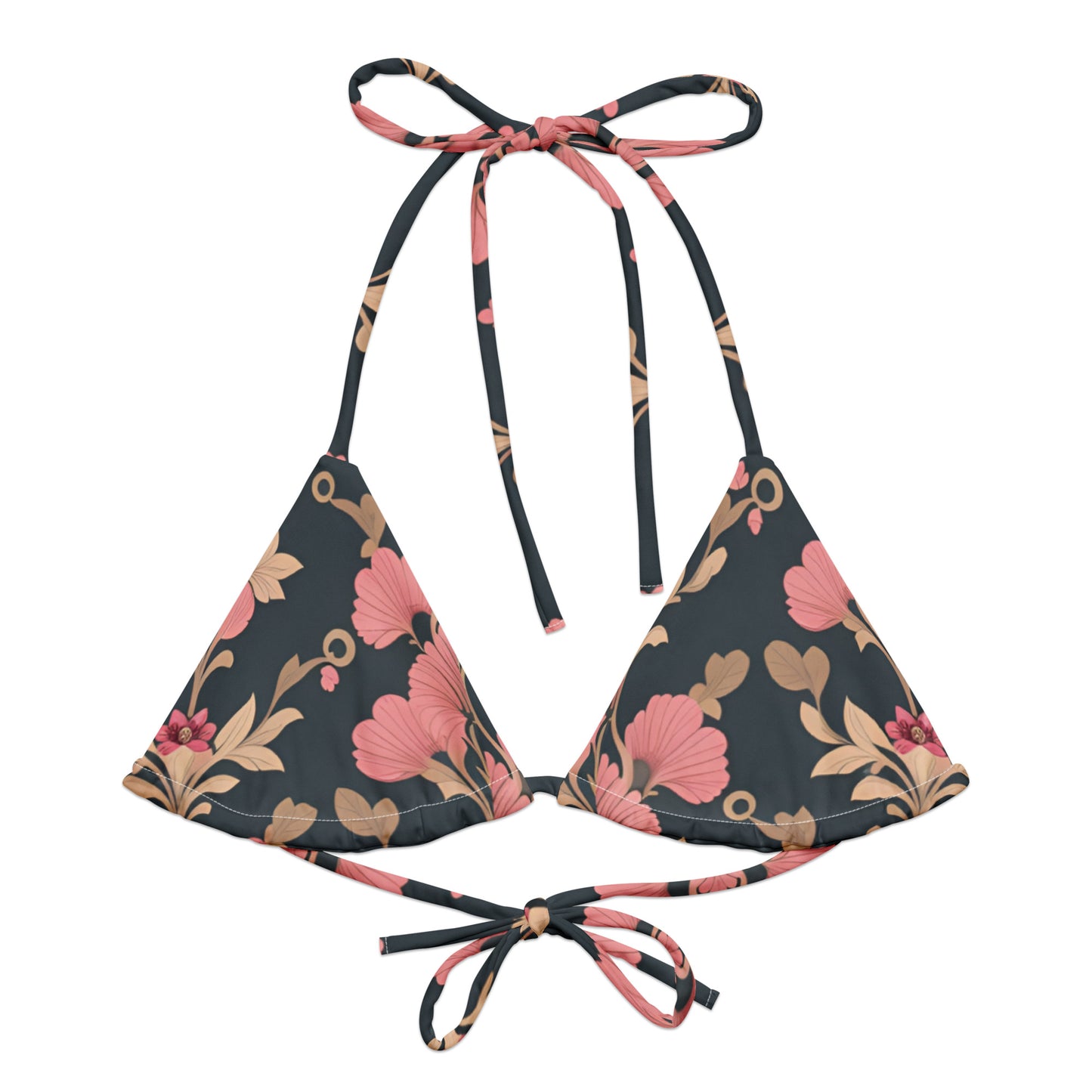 All-over print recycled string bikini top