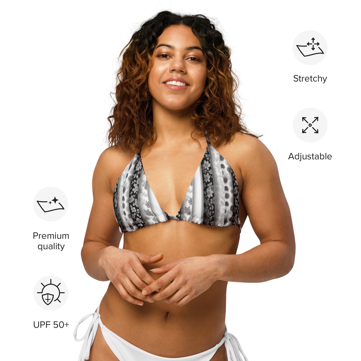 All-over print recycled string bikini top