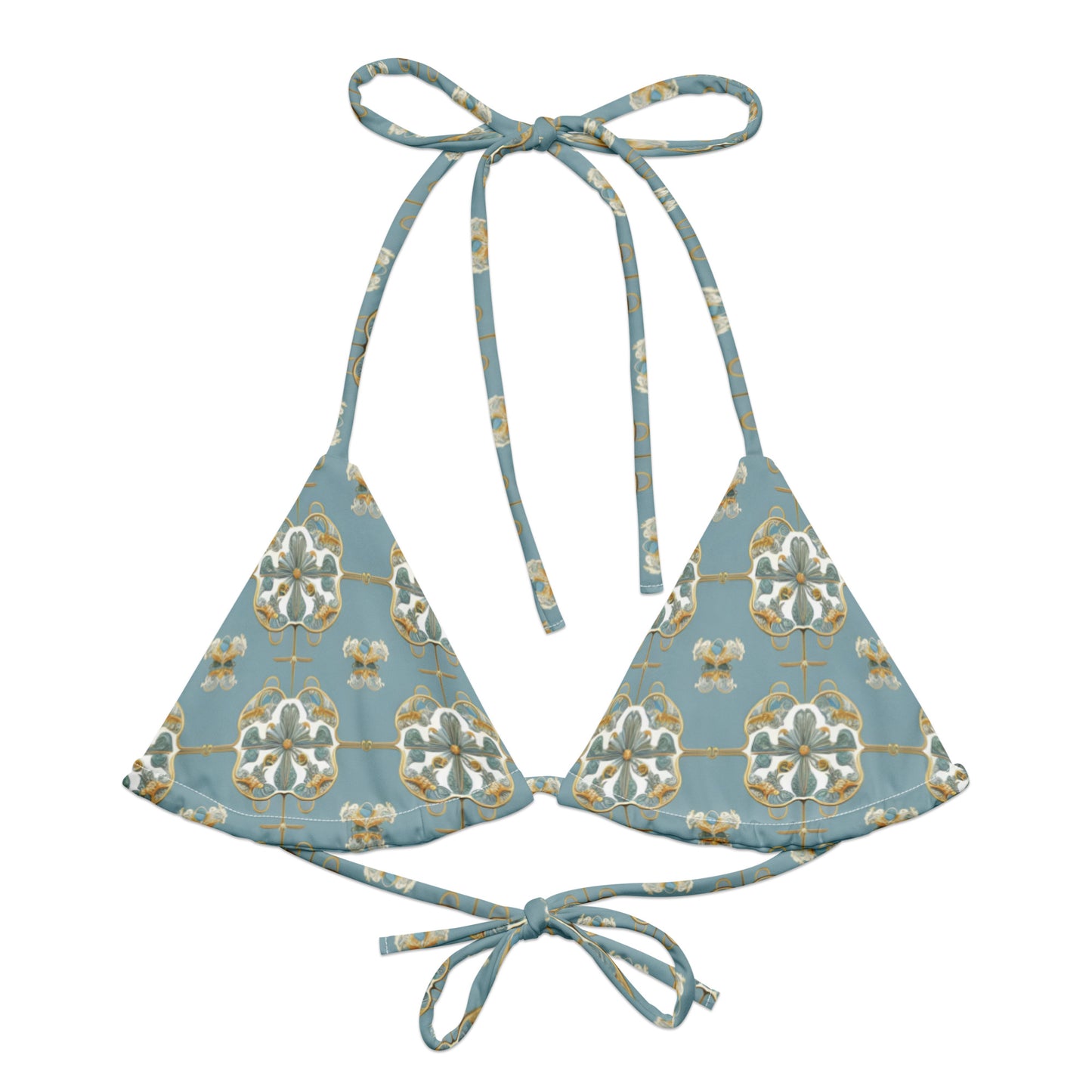 All-over print recycled string bikini top