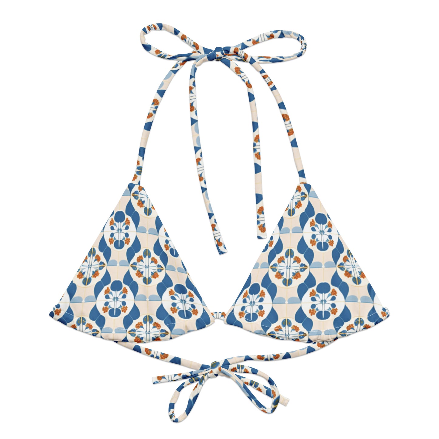 All-over print recycled string bikini top