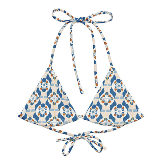 All-over print recycled string bikini top