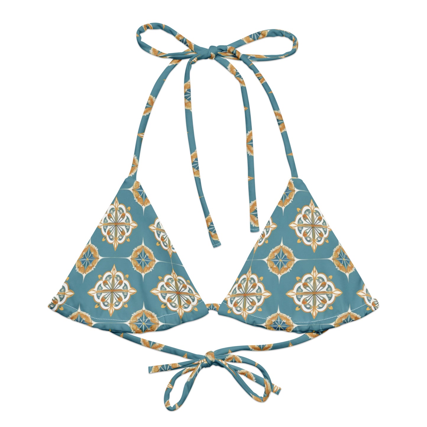 All-over print recycled string bikini top