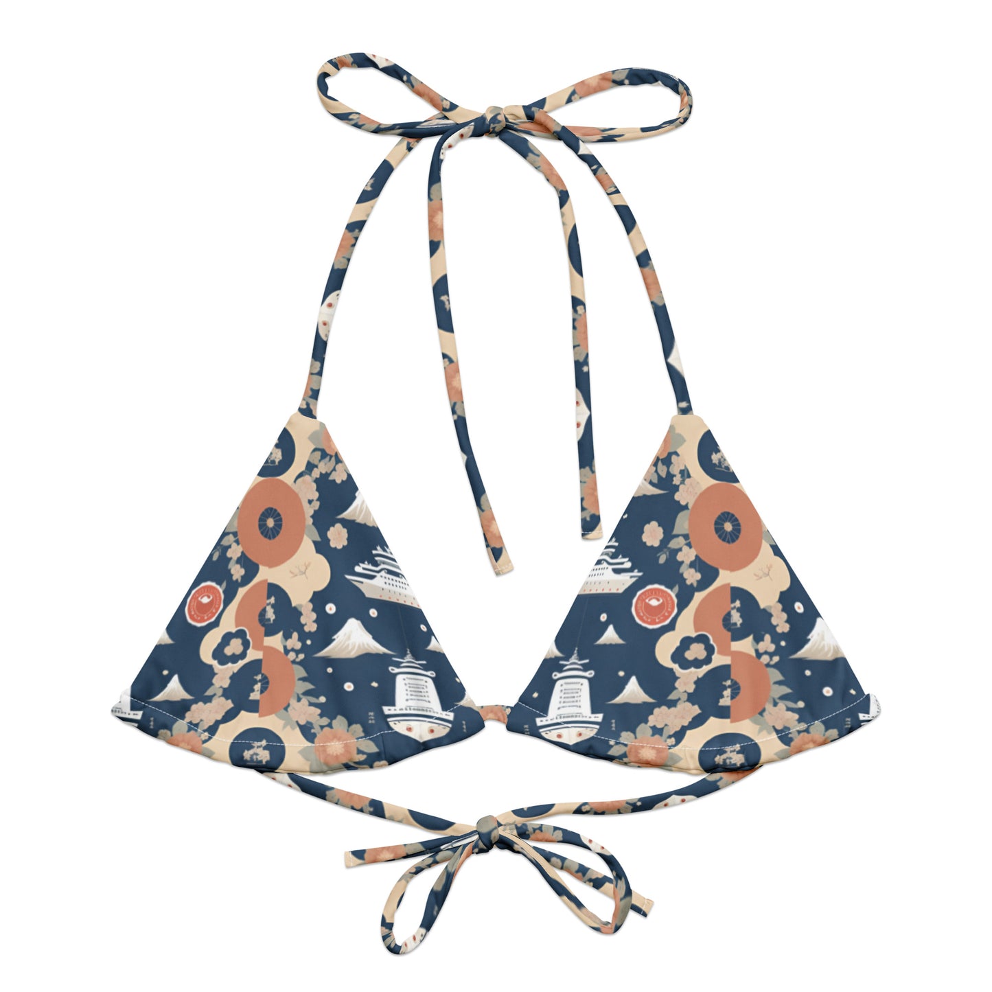 All-over print recycled string bikini top