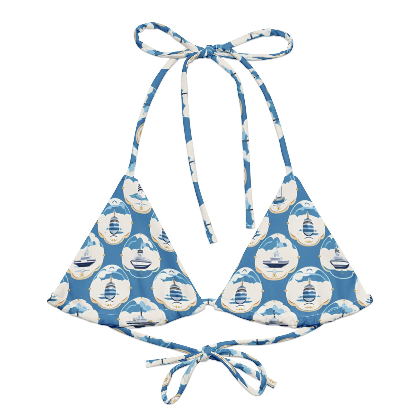 All-over print recycled string bikini top