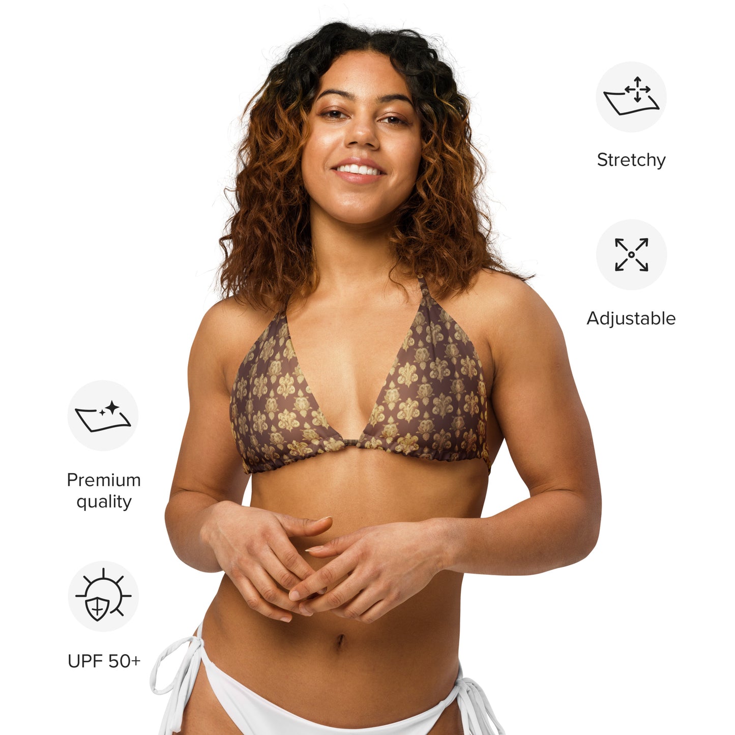 All-over print recycled string bikini top