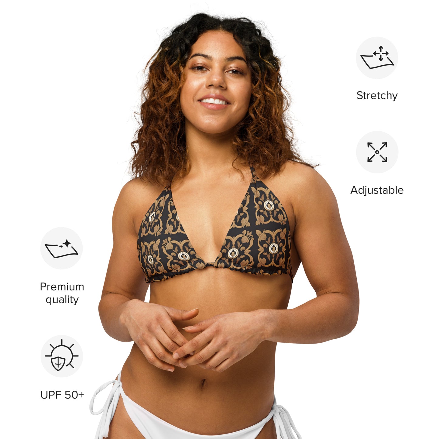 All-over print recycled string bikini top