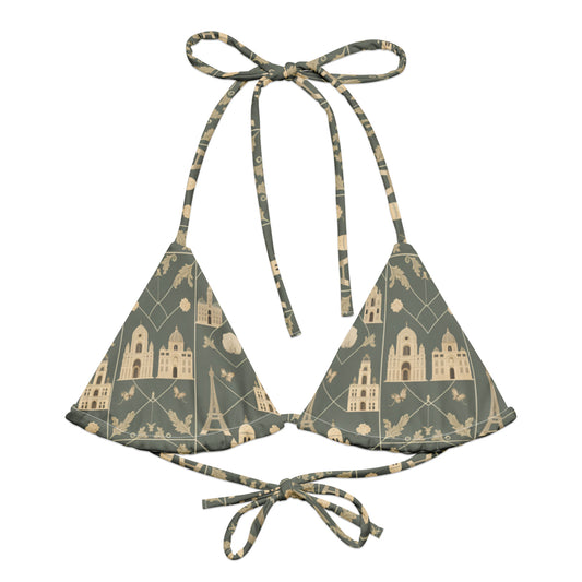 All-over print recycled string bikini top