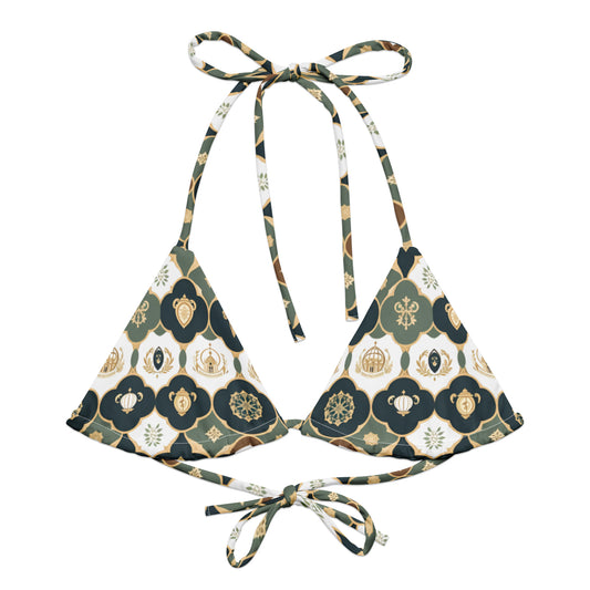 All-over print recycled string bikini top