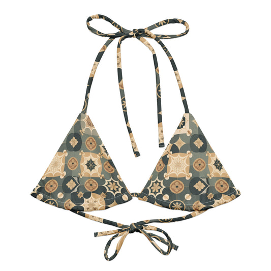 All-over print recycled string bikini top