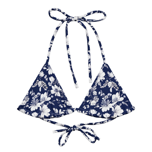 All-over print recycled string bikini top