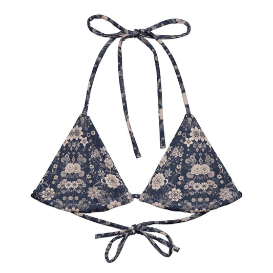 All-over print recycled string bikini top