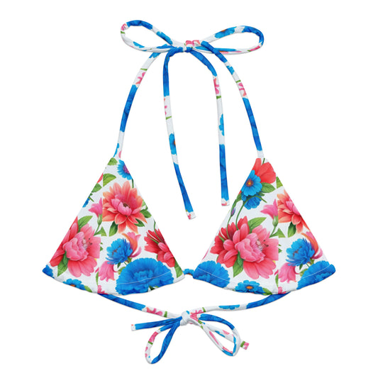 All-over print recycled string bikini top