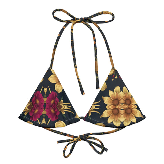 All-over print recycled string bikini top