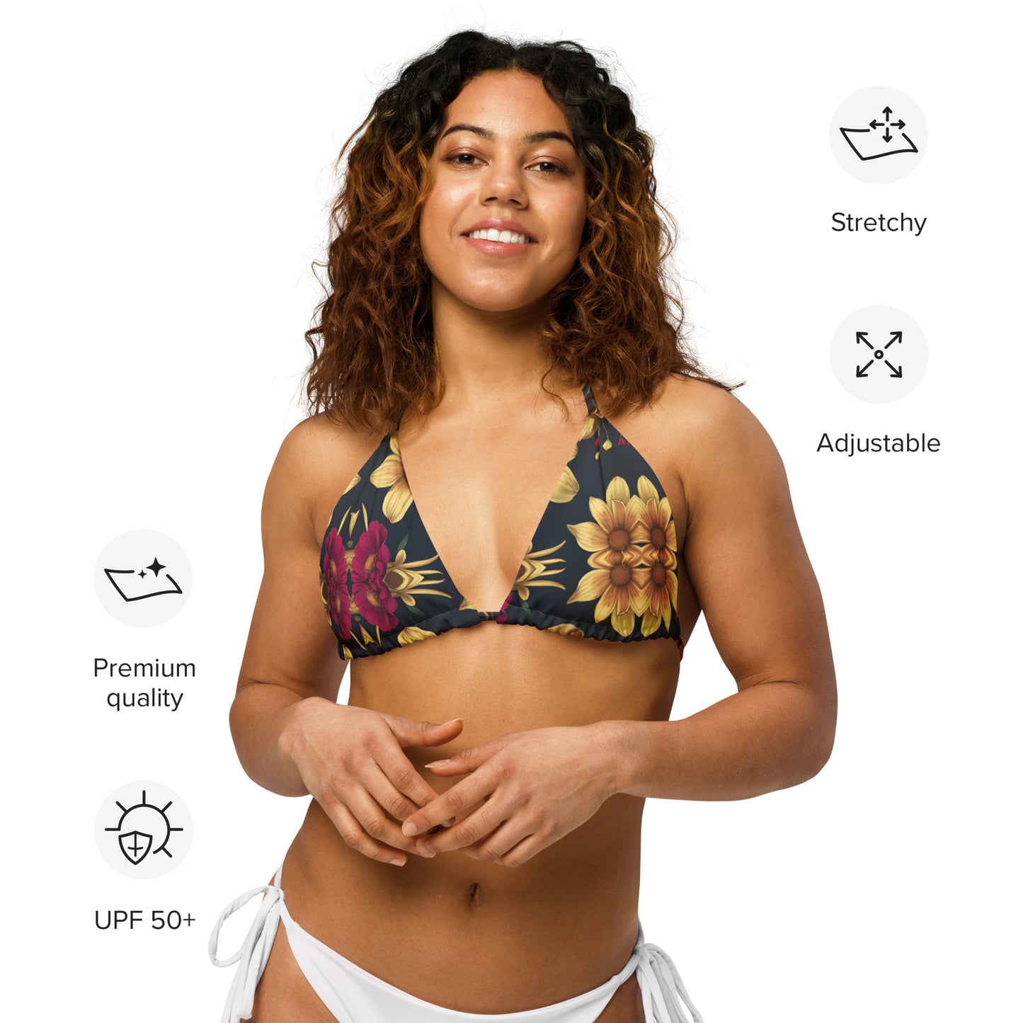 All-over print recycled string bikini top