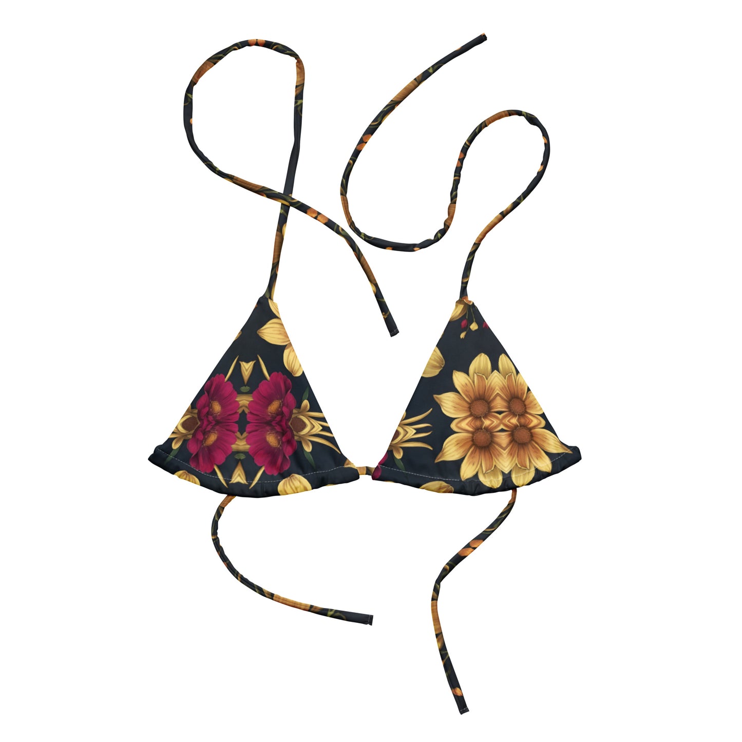 All-over print recycled string bikini top