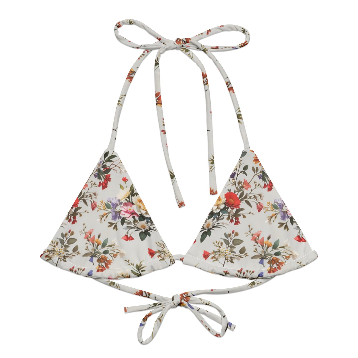 All-over print recycled string bikini top