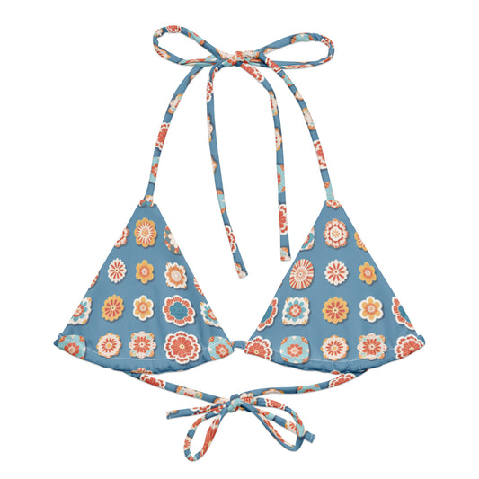 All-over print recycled string bikini top