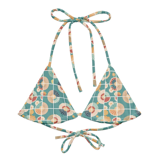 All-over print recycled string bikini top