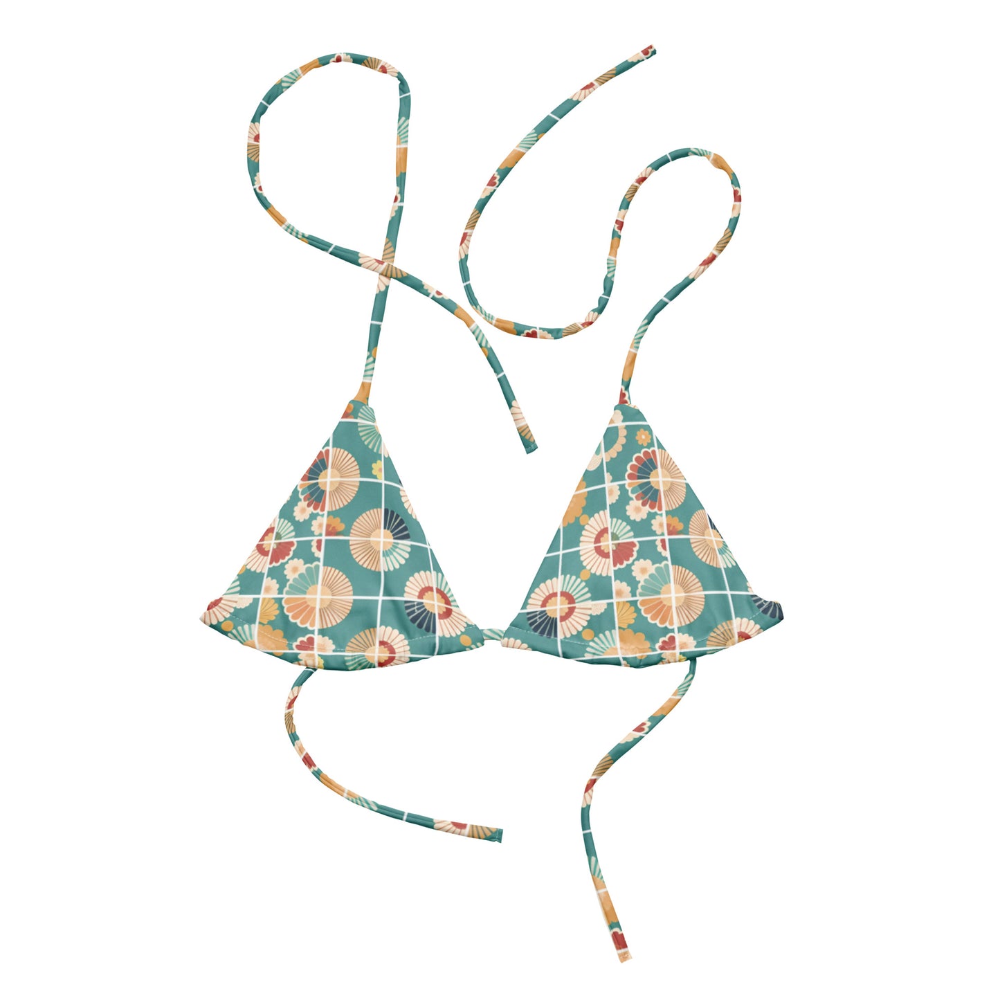 All-over print recycled string bikini top