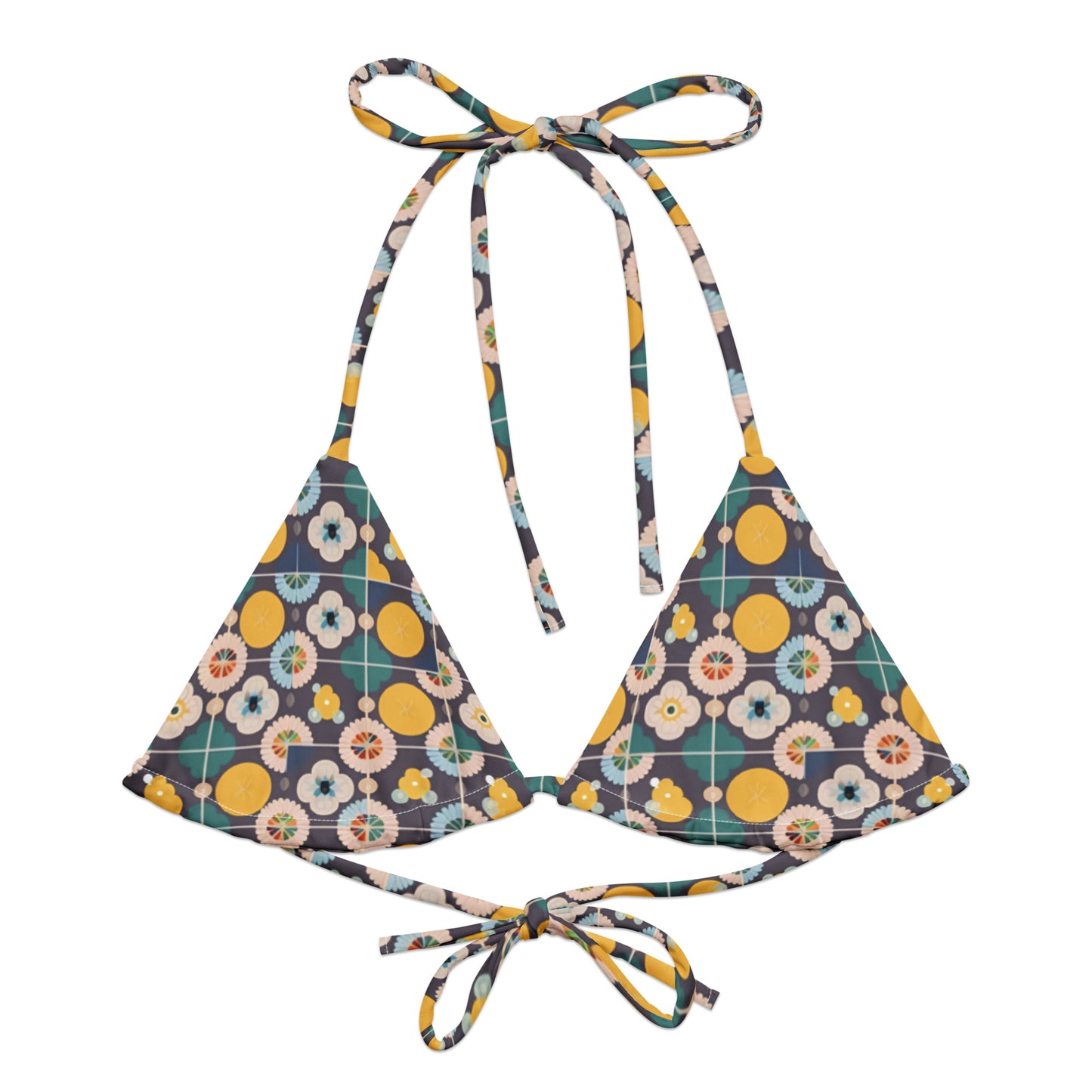 All-over print recycled string bikini top