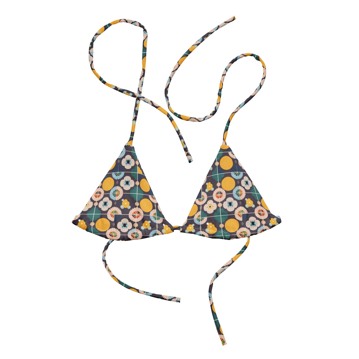 All-over print recycled string bikini top