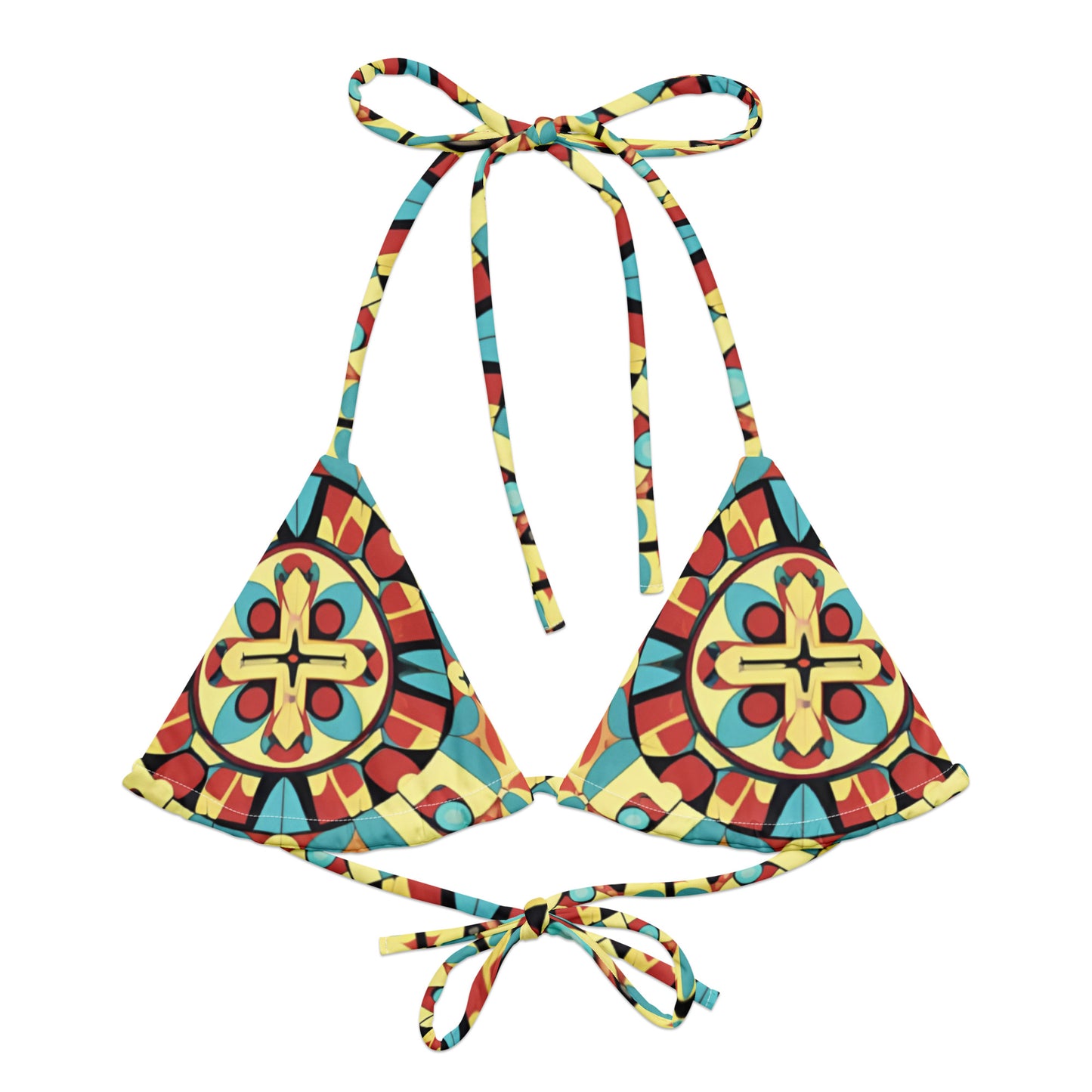 All-over print recycled string bikini top