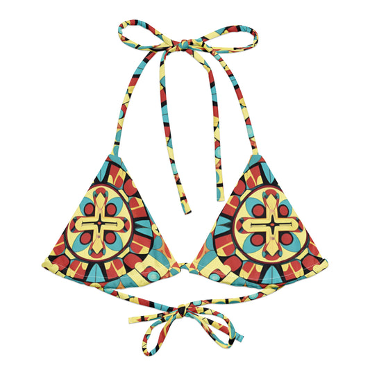 All-over print recycled string bikini top