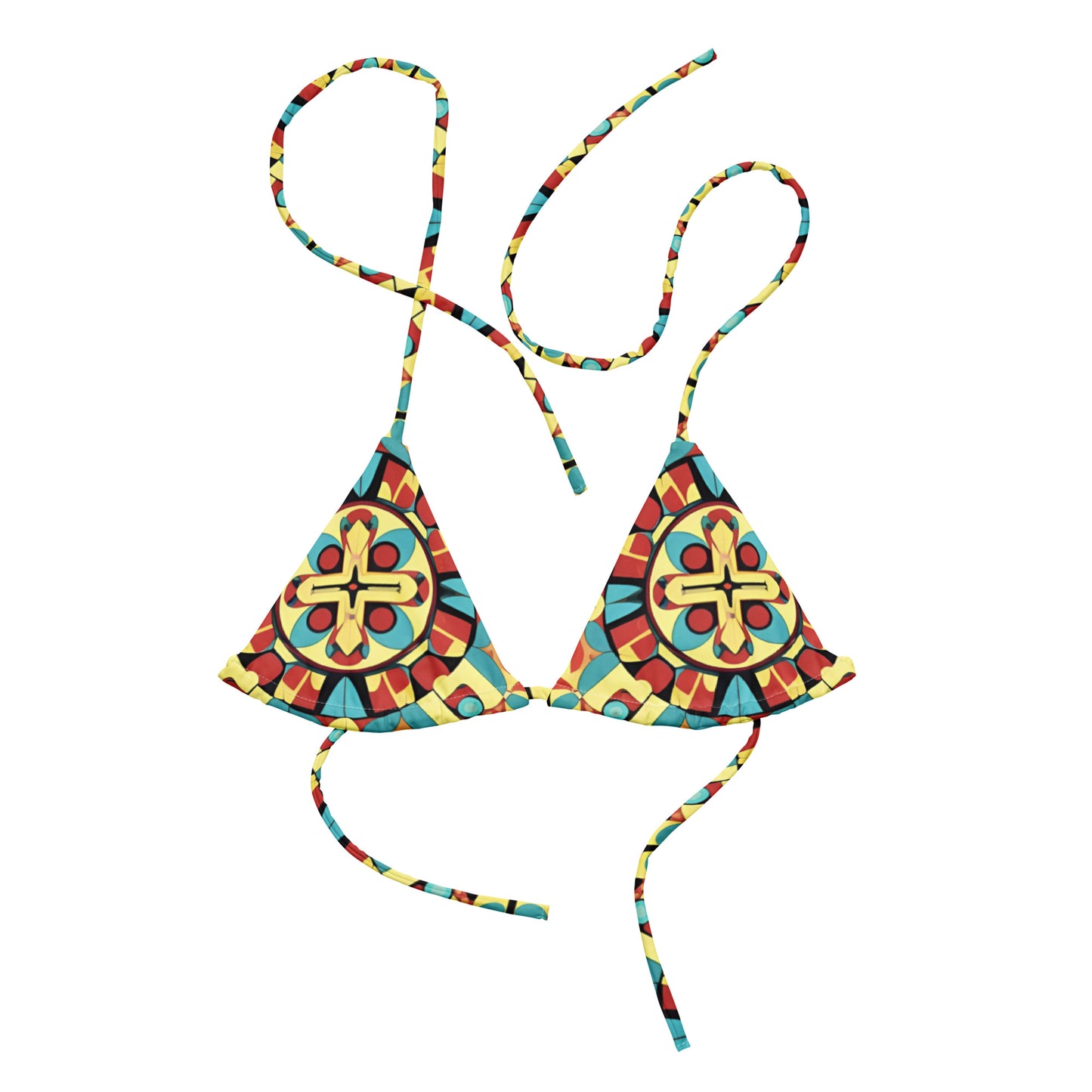 All-over print recycled string bikini top