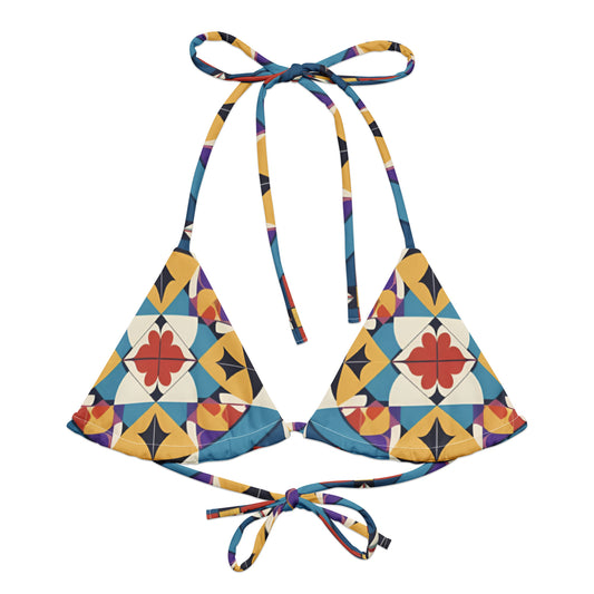 All-over print recycled string bikini top